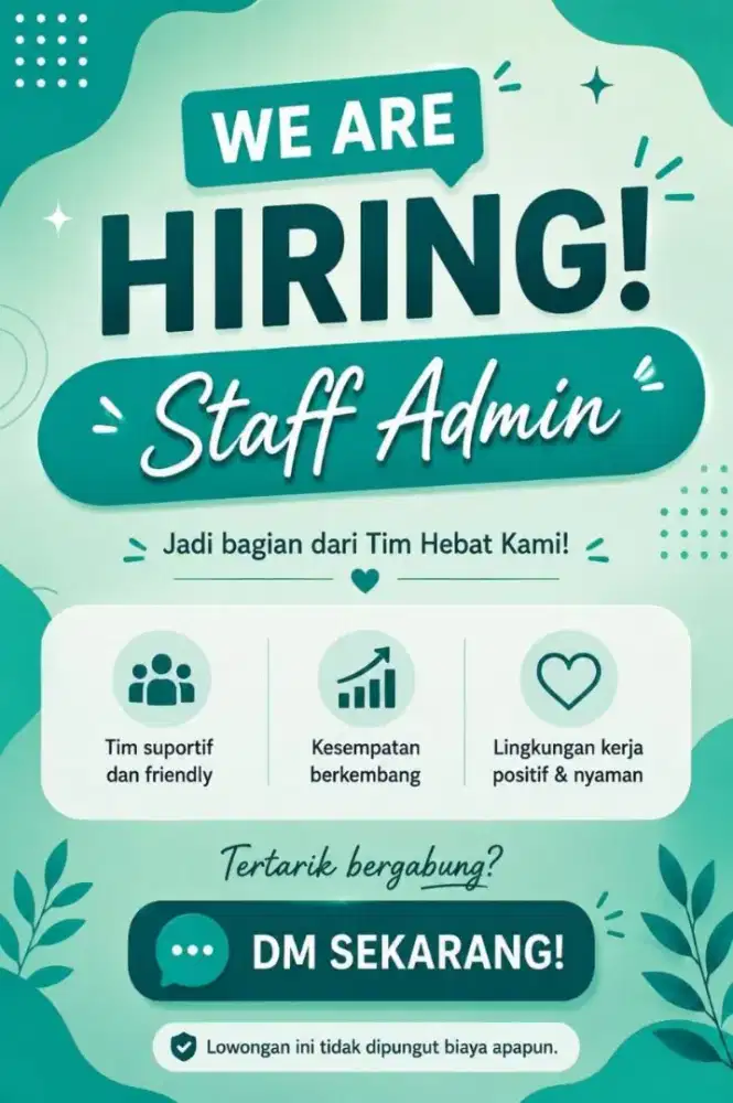 Dicari staff admin