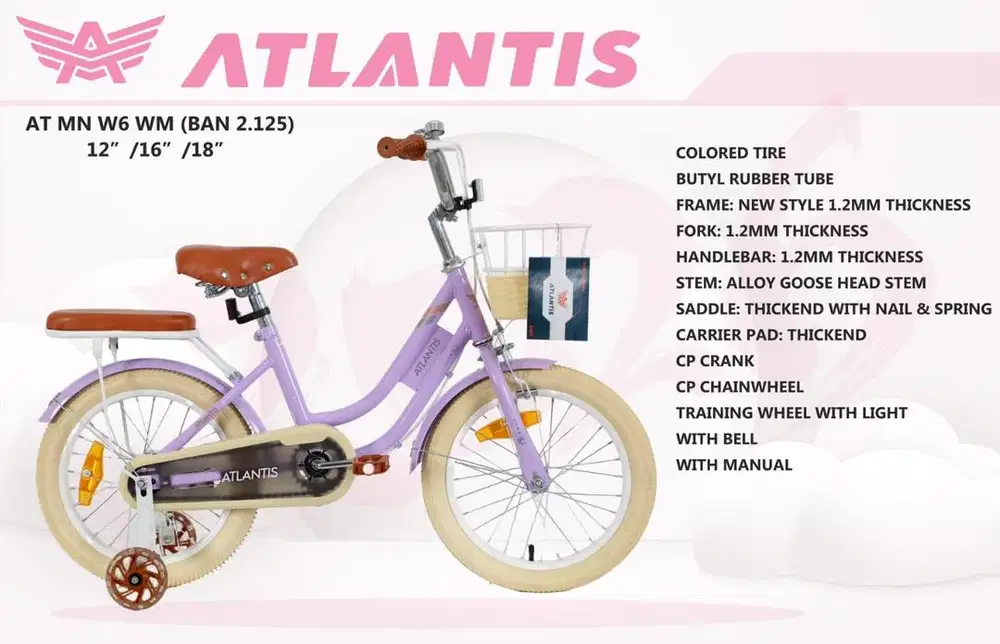 Sepeda CTB 16 inch Merk Atlantis AT MN W6 WM (Ban 2.125)