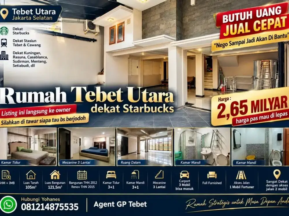 Rumah Tebet Utara dekat Starbucks