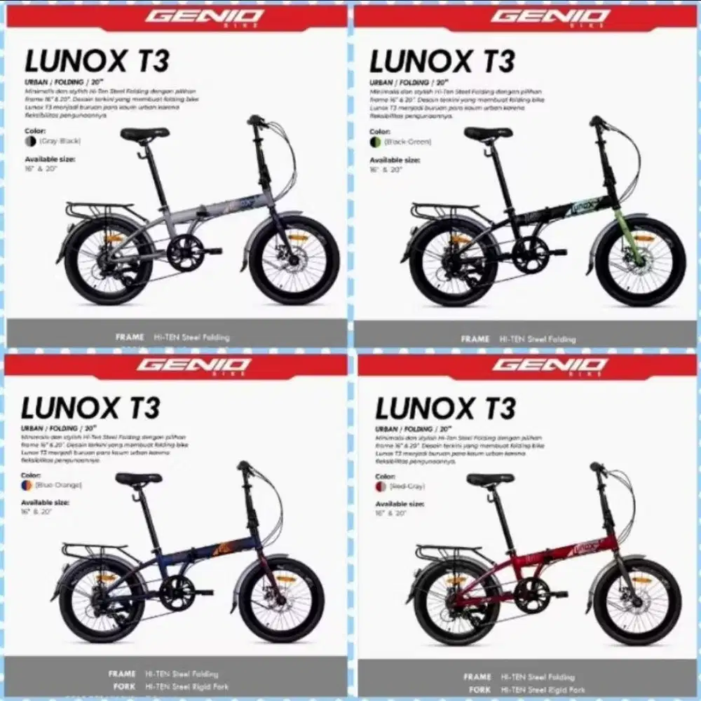Sepeda Lipat (Folding Bike) 16 inch Merk Genio Lunox 1.0