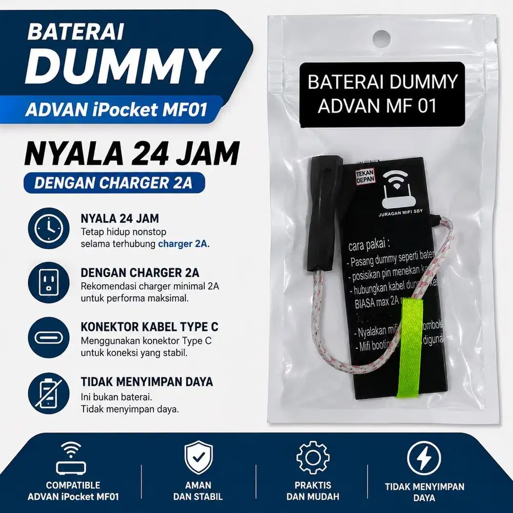 Baterai Dummy Bypass Mifi Advan Ipocket MF01 MF-01