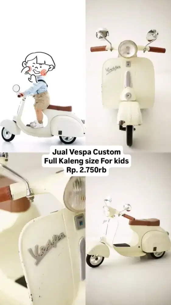 Vespa Kids Custom Motor Mini Gowes Pedal Full Kaleng Langka Anak