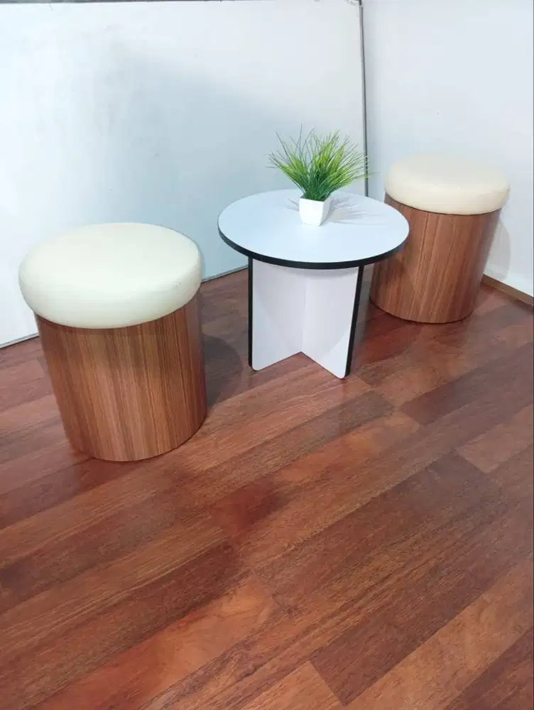 SET 2 Kumo Mushroom Stool + Meja bulat portable minimalis