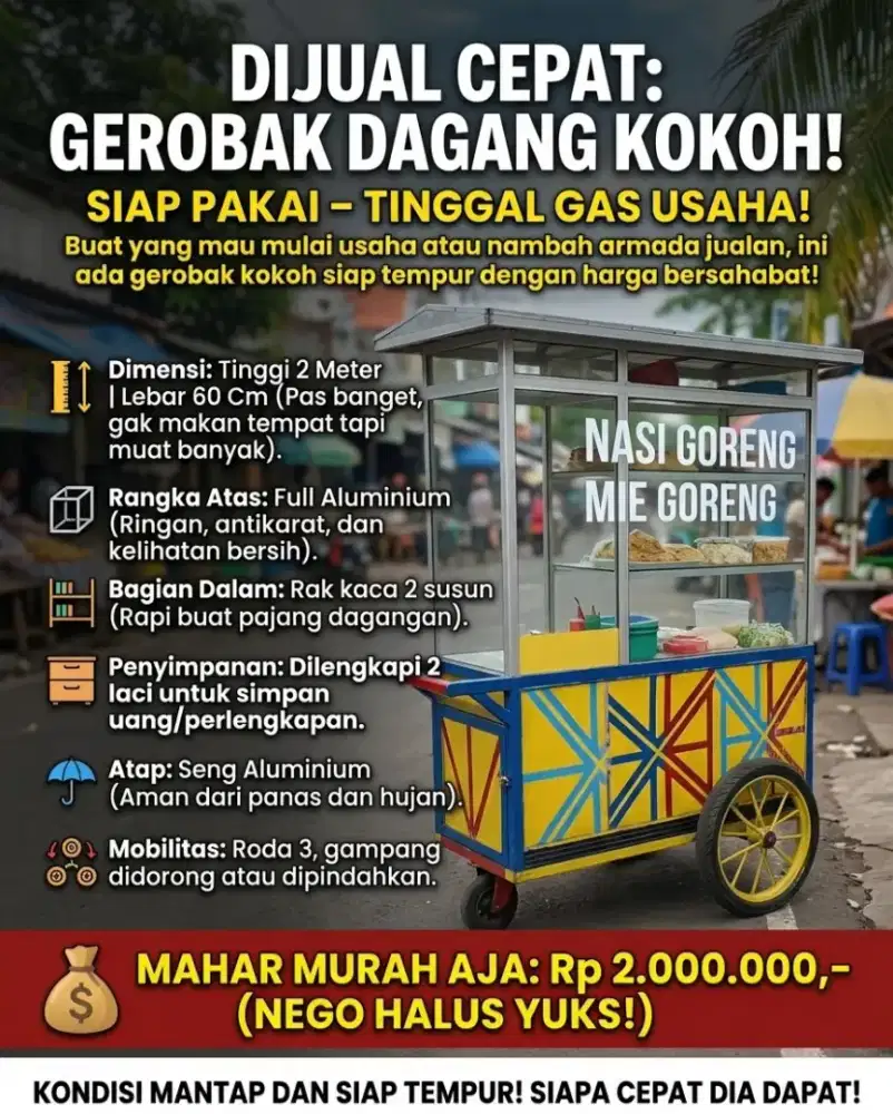 Gerobak usaha bahan kuat
