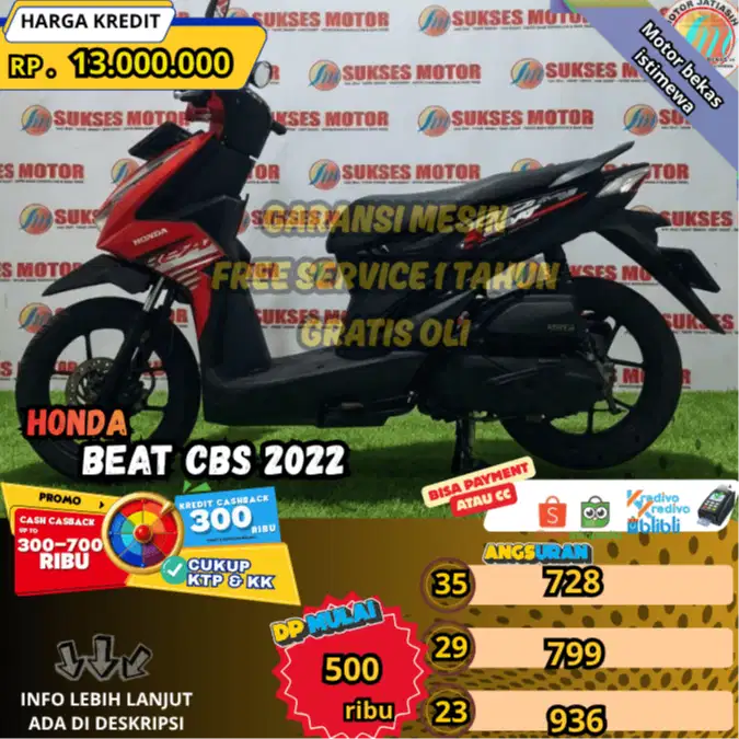 BEAT CBS 2022 PLAT JAKARTA DP TERMURAH MOTOR SIAP PAKAI(SUKSESMOTOR)