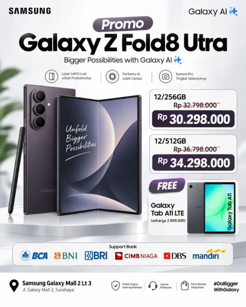 New Samsung Galaxy Zfold8 Ultra cicilan 0% sampai 24Bulan