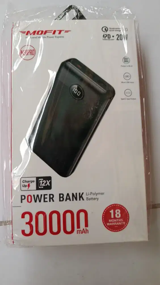 [1UNIT BARU&SEGEL]Powerbank MOFIT 30000MAH M38PRO 20WATT TypeC Output