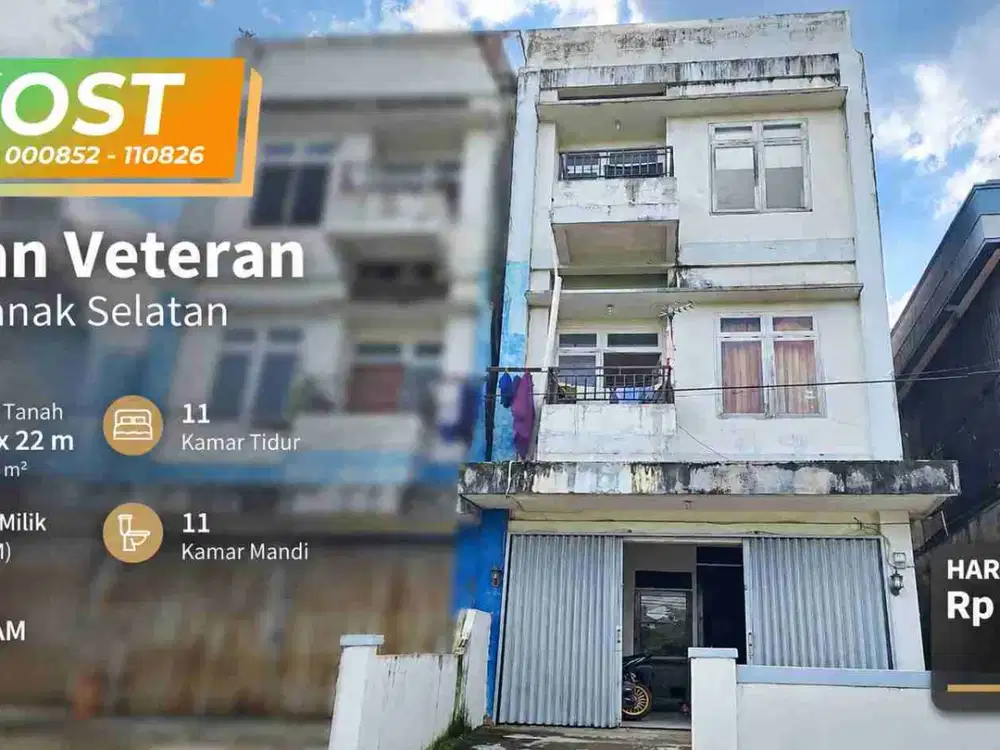 Kost 11 Kamar Jl. Veteran Pontianak Selatan – Harga 3M Nego
