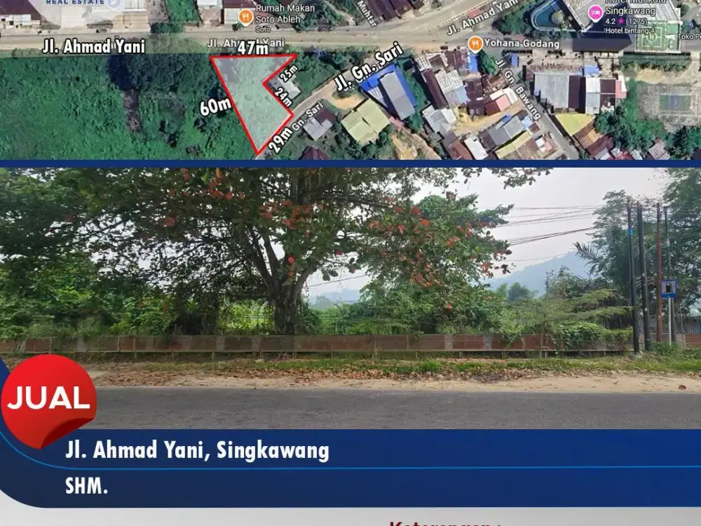 Tanah tepi jalan Ahmad yani lokasi kota singkawang