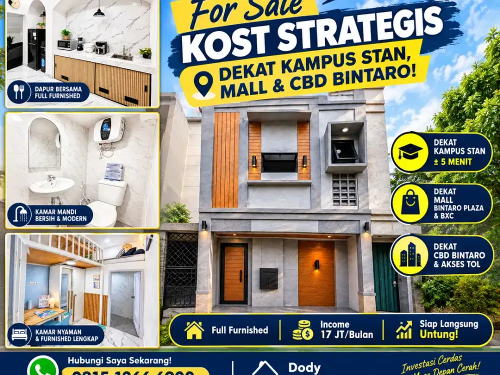 Rumah Kost Mewah Lokasi STrategis di Bintaro Dekat Stan dan Perkantoran