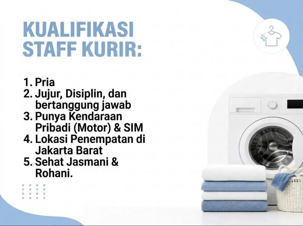 Dicari KURIR untuk Laundry