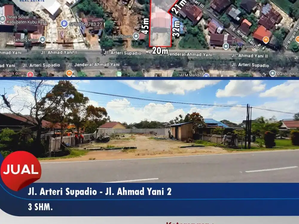 Tanah Tepi Jalan Lokasi Jl Artei Supadio, Kubu Raya