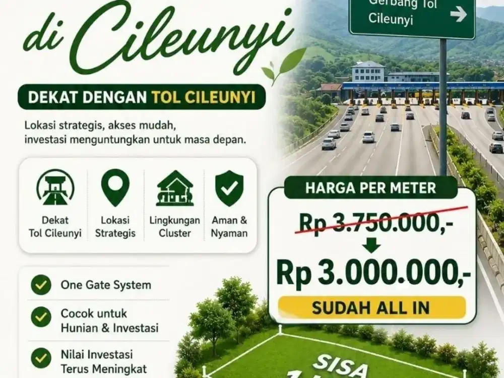 Tanah Murah Dekat Gate Toll Cileunyi Bandung Dan Kampus Unad