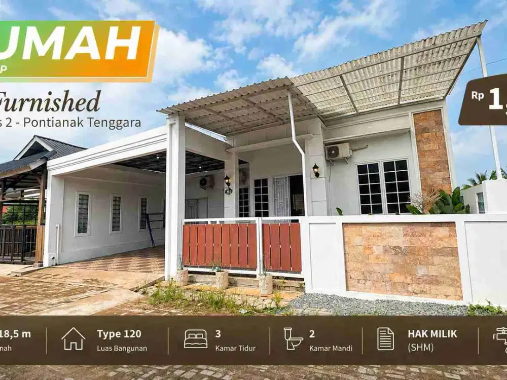 Rumah Full Furnished di Paris 2 Pontianak Tenggara – LT 11x18,5m