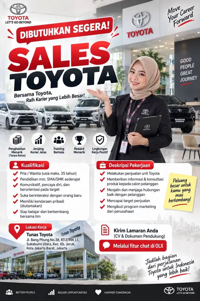 DIBUTUHKAN SEGERA! SALES TOYOTA – JAKARTA BARAT