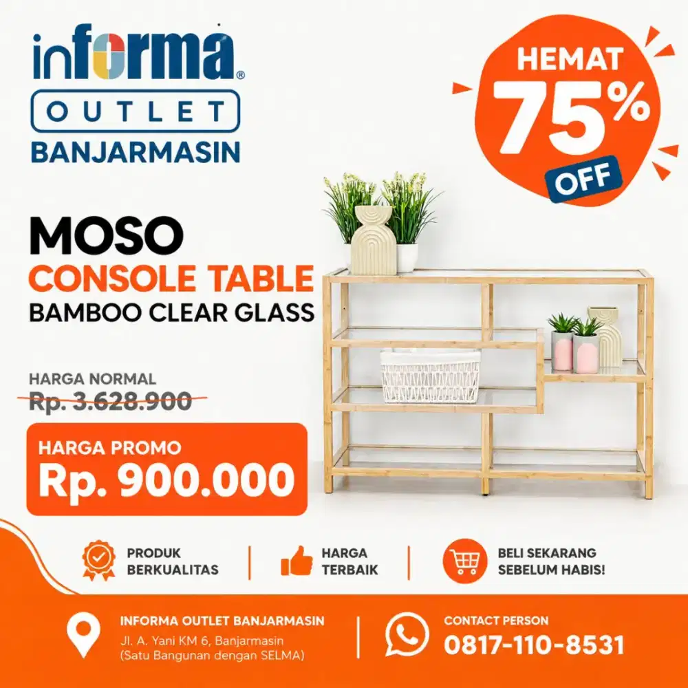 Informa moso console table clear glass