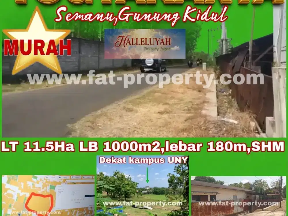 Dijual lahan pinggir jalan raya di Semanu,Gunung Kidul,Yogyakarta dekat kampus UNY.