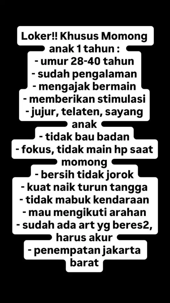 Pengasuh anak 1 tahun