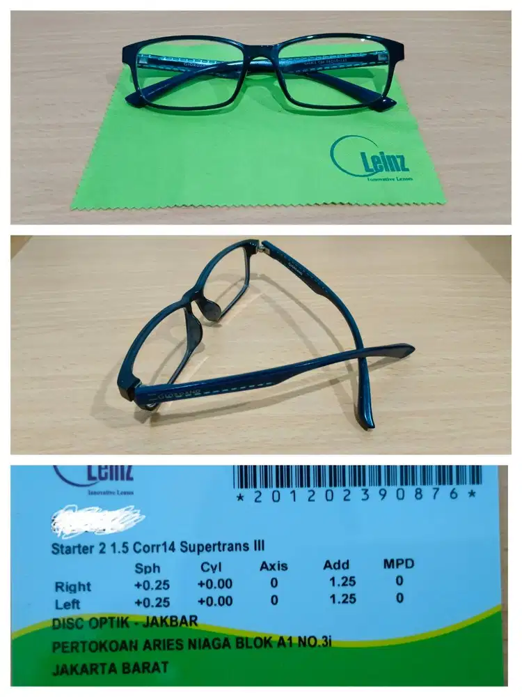 Kacamata progresif Giordano lensa Leinz SpH+0.25 ADD1.25 card box ORI