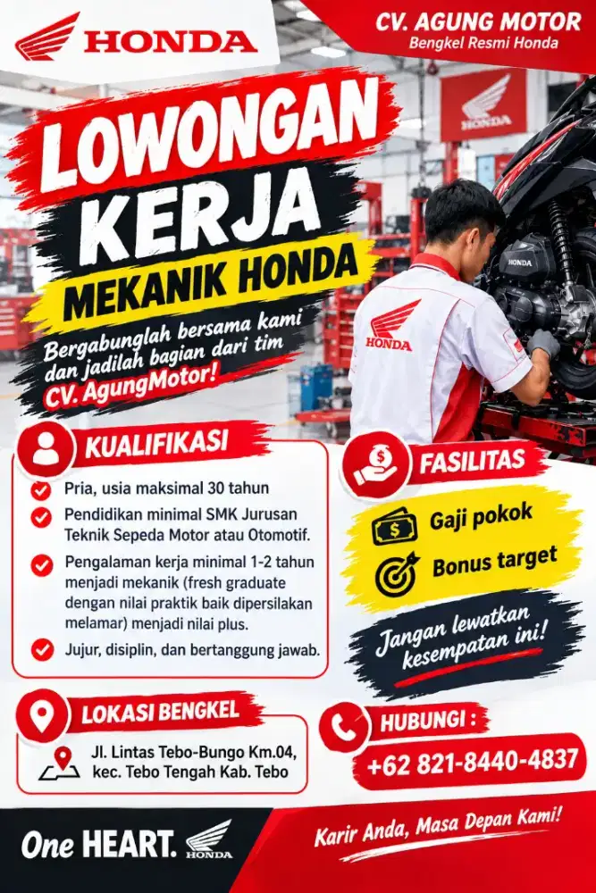 Lowongan mekanik ahass honda