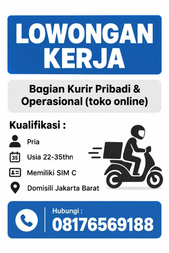 LOWONGAN KERJA PRIA MEMILIKI SIM C