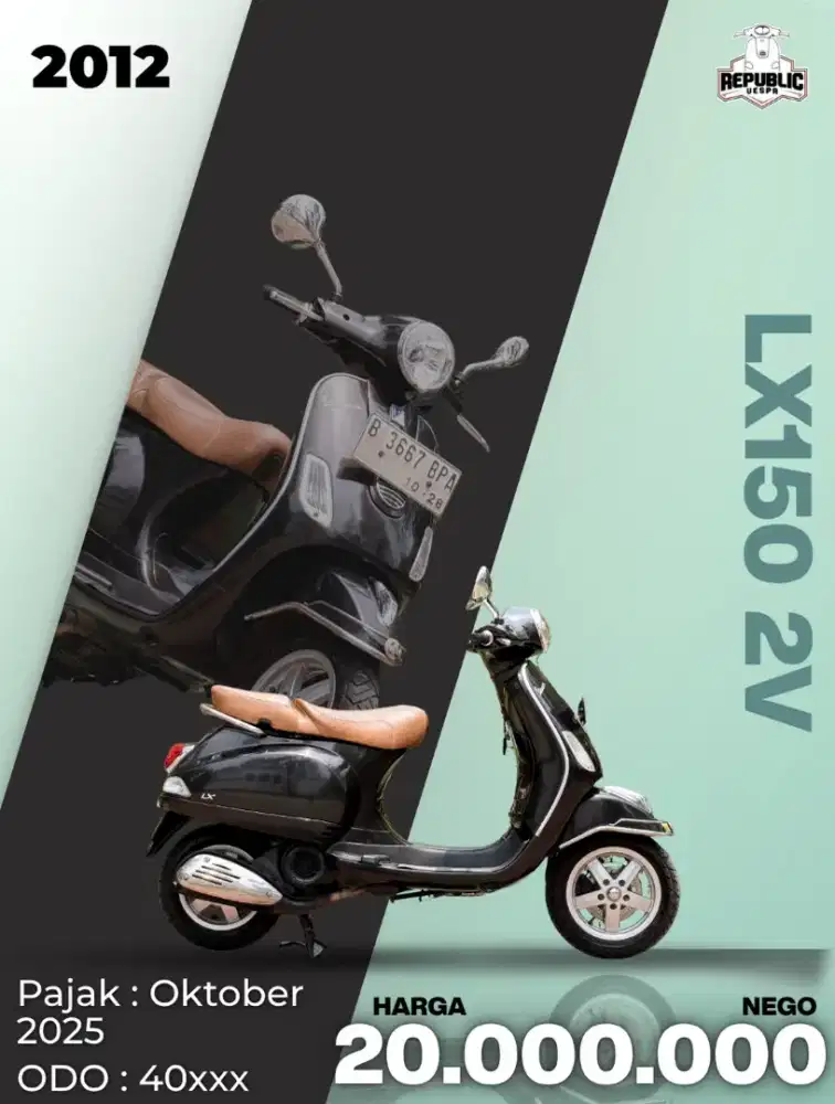 PIAGGIO VESPA LX150 2V lE TAHUN 2012 WARNA NERO VULCANO