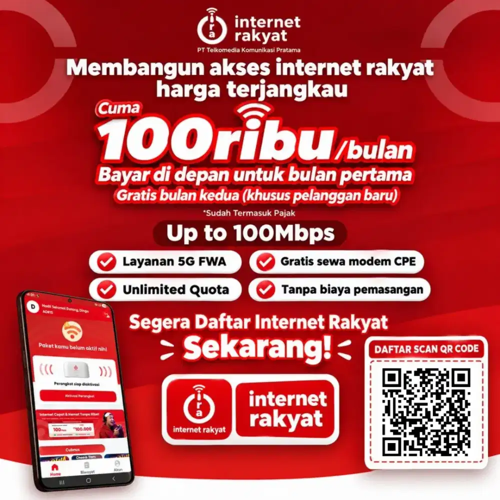 Pasang Wifi Internet Rakyat (Ira) Hanya 100.000rban Daftar Sekarang!