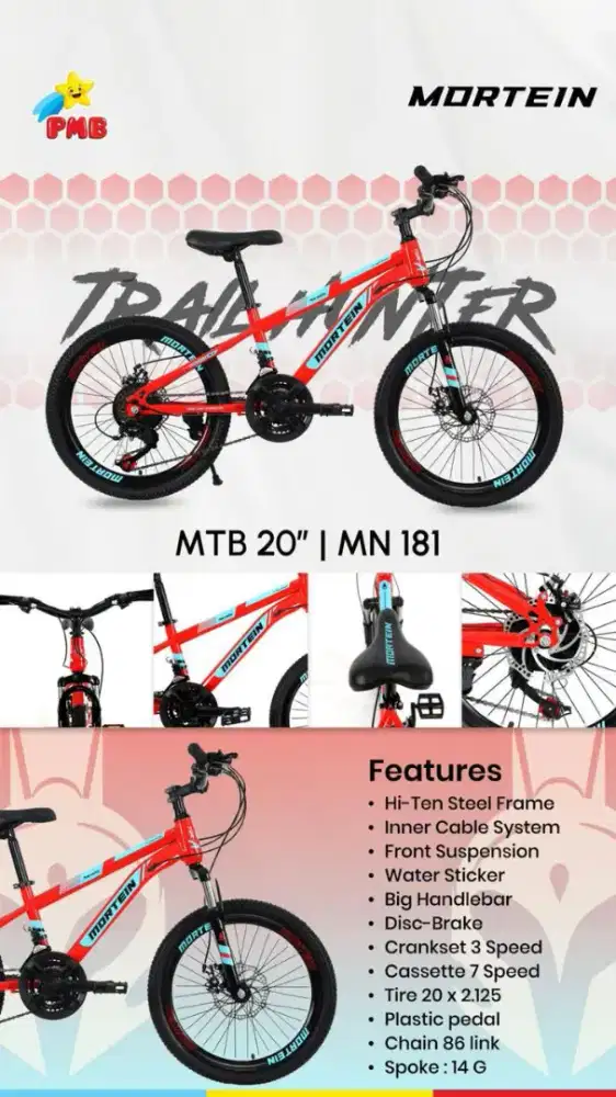 Sepeda Gunung MTB Mortein UK20 sudah 3x7speed berkualitas
