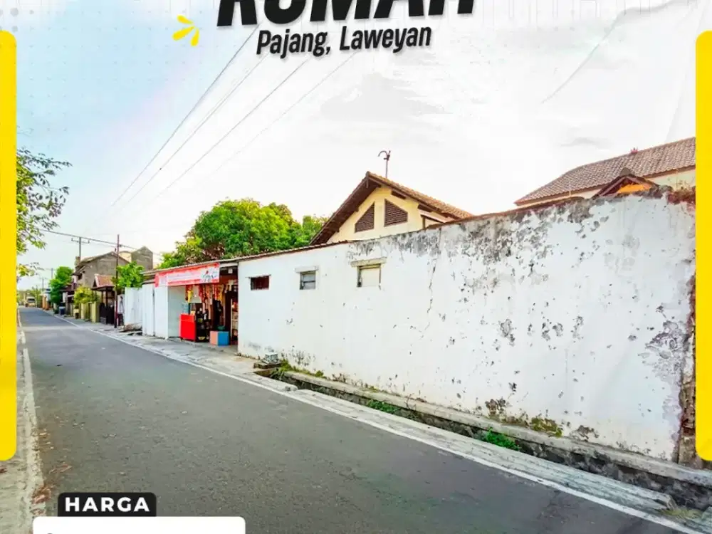 Dijual Rumah Strategis 383meter 4kamar di Pajang Laweyan Solo