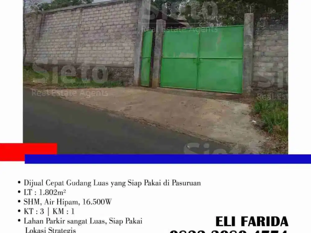 Dijual Cepat Gudang Luas yang Siap Pakai di Pasuruan