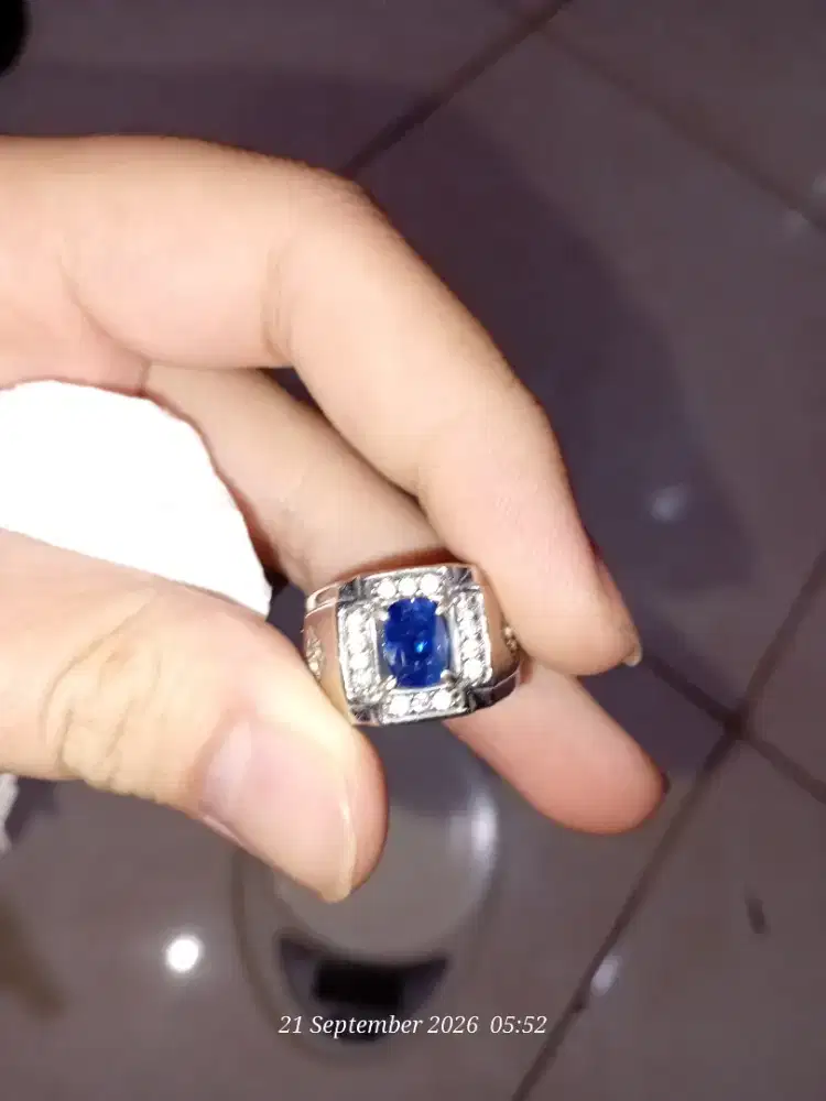 Blue safir ring perak