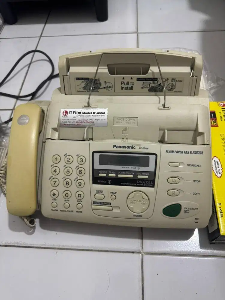 Telepon Mesin Fax Faksimili Panasonic KX FP156 Set Lengkap