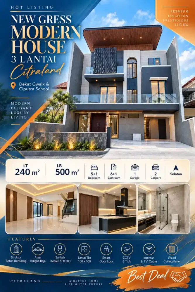 NEW GRESS MODERN HOUSE 3 Lantai Citraland