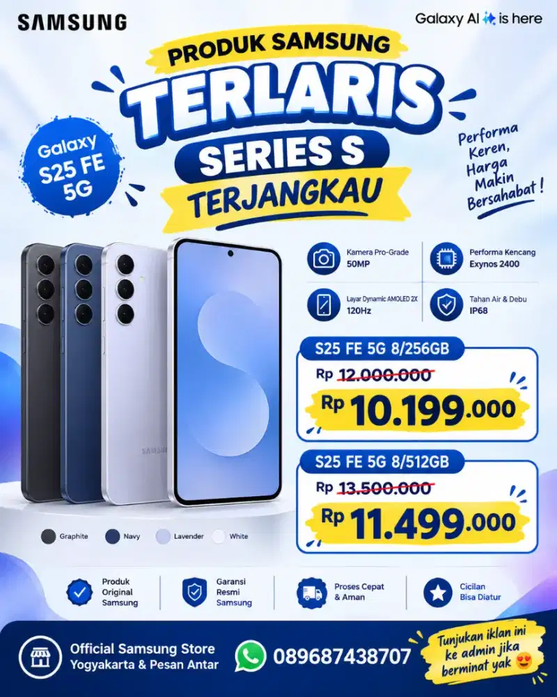NEW PROMO SAMSUNG GALAXY S25FE 8/512 GB STCOK LIMIT