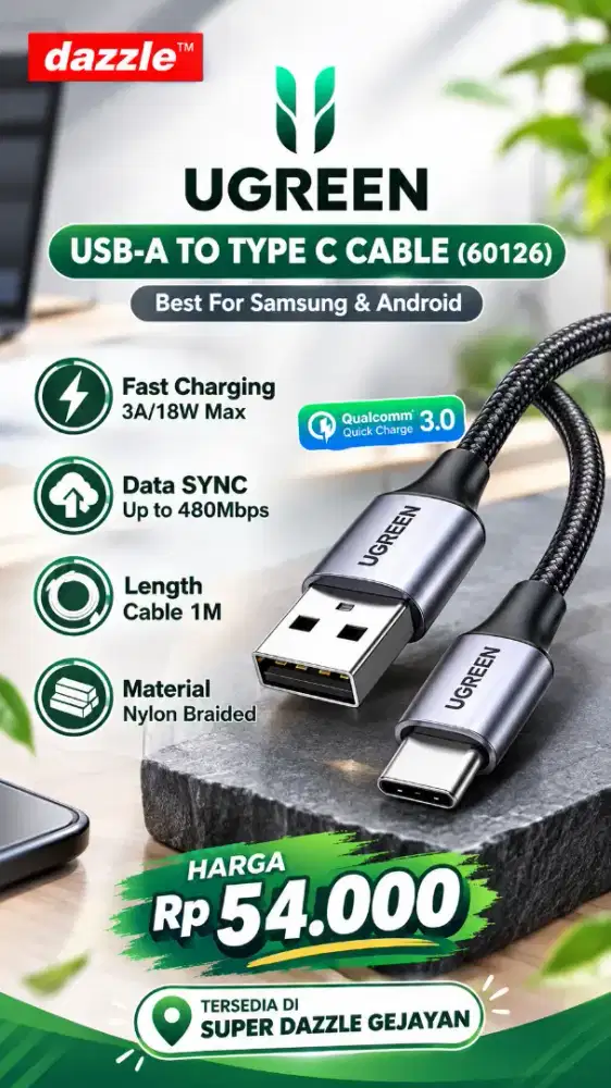 UGREEN USB A TO TYPE C CABLE (60126)