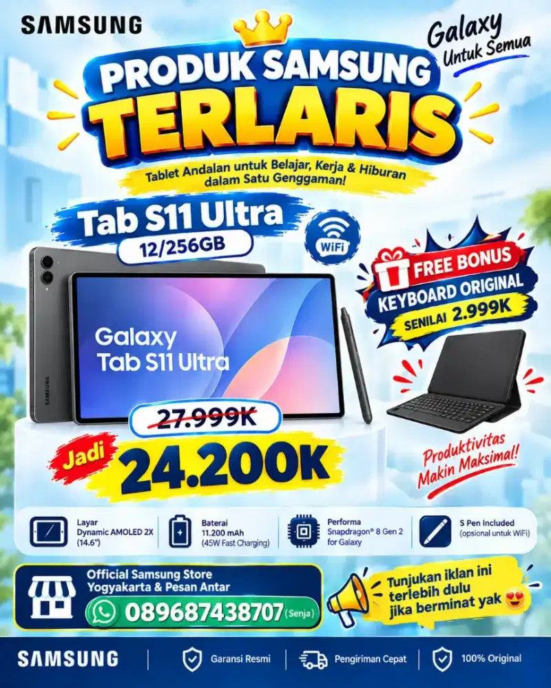 NEW PROMO SAMSUNG TAB S11 ULTRA 12/256GB STOCK LIMITED