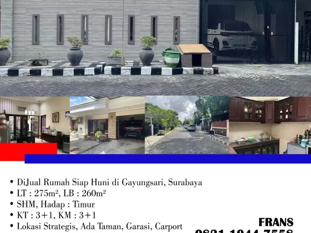 DiJual Rumah Siap Huni di Gayungsari, Kota Surabaya