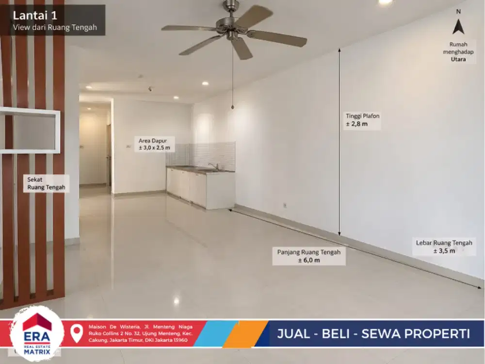 Jual Rumah Jura Metland JGC 3 Lantai Semi Furnish, Dilengkapi Void Semi Outdoor dan Ruang Kerja yang Nyaman
