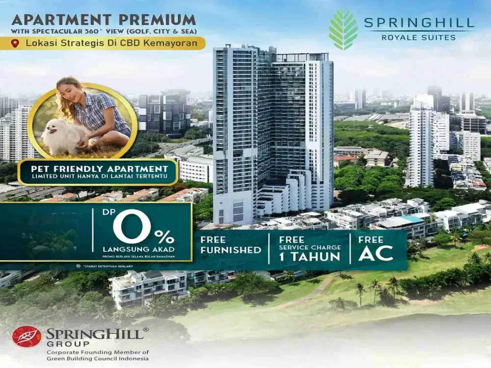 Springhill Kemayoran Studio/40m2/DP 0% Unit Baru Dekat PRJ JIEXPO & GOLF