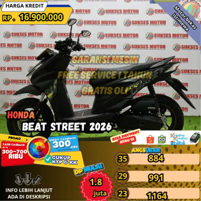 HONDA BEAT STREET 2026 PLAT BEKASI KAB AJIB KM RENDAH SIAP PAKAI