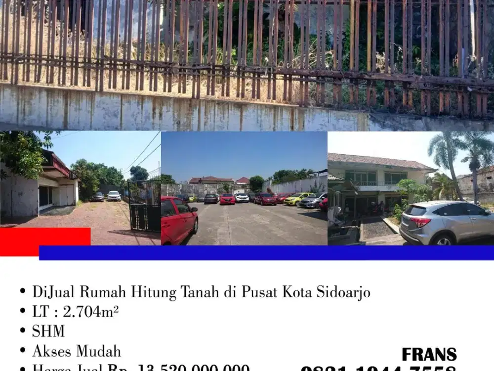 DiJual Murah Rumah Hitung Tanah di Pusat Kota Sidoarjo