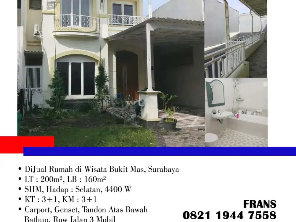 DiJual Rumah di Wisata Bukit Mas, di Surabaya