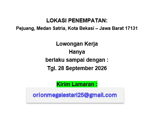 Dibutuhkan 2 Orang; STAF OPERASIONAL & MARKETING