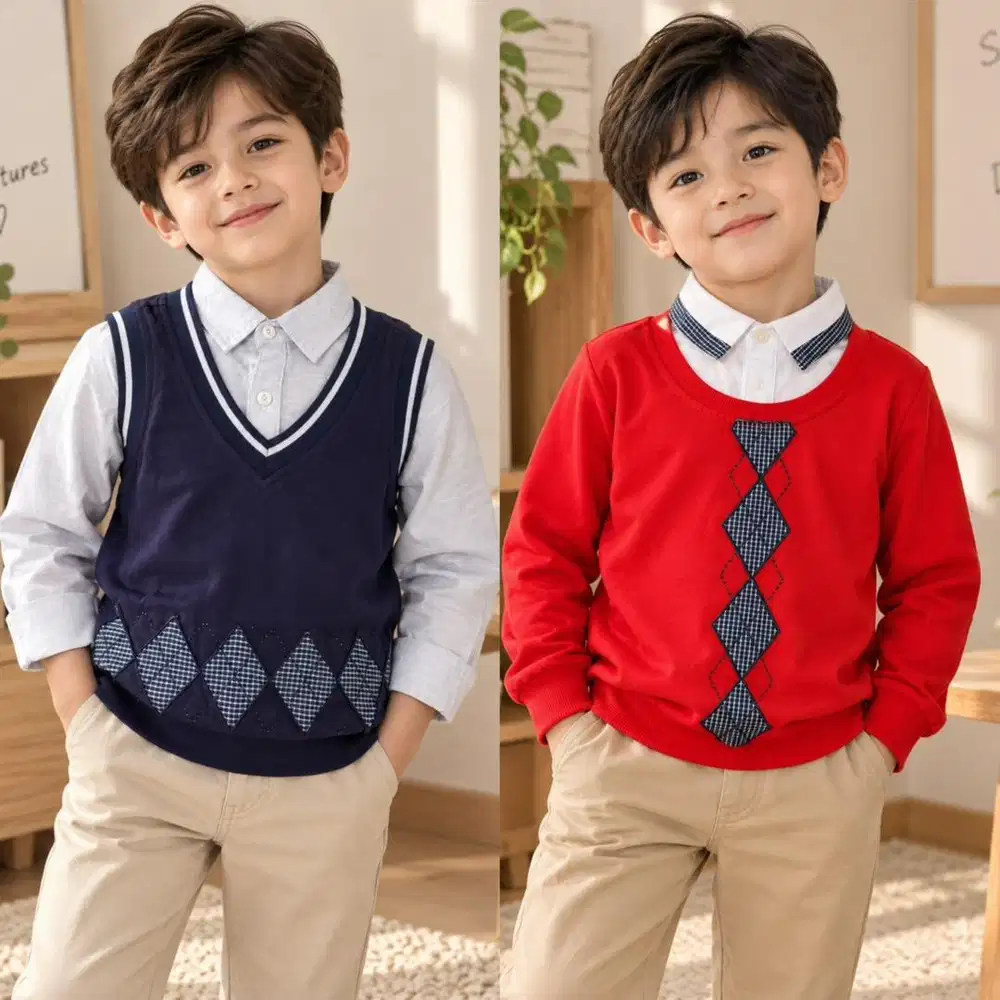 Baju atasan kemeja lengan panjang anak laki laki