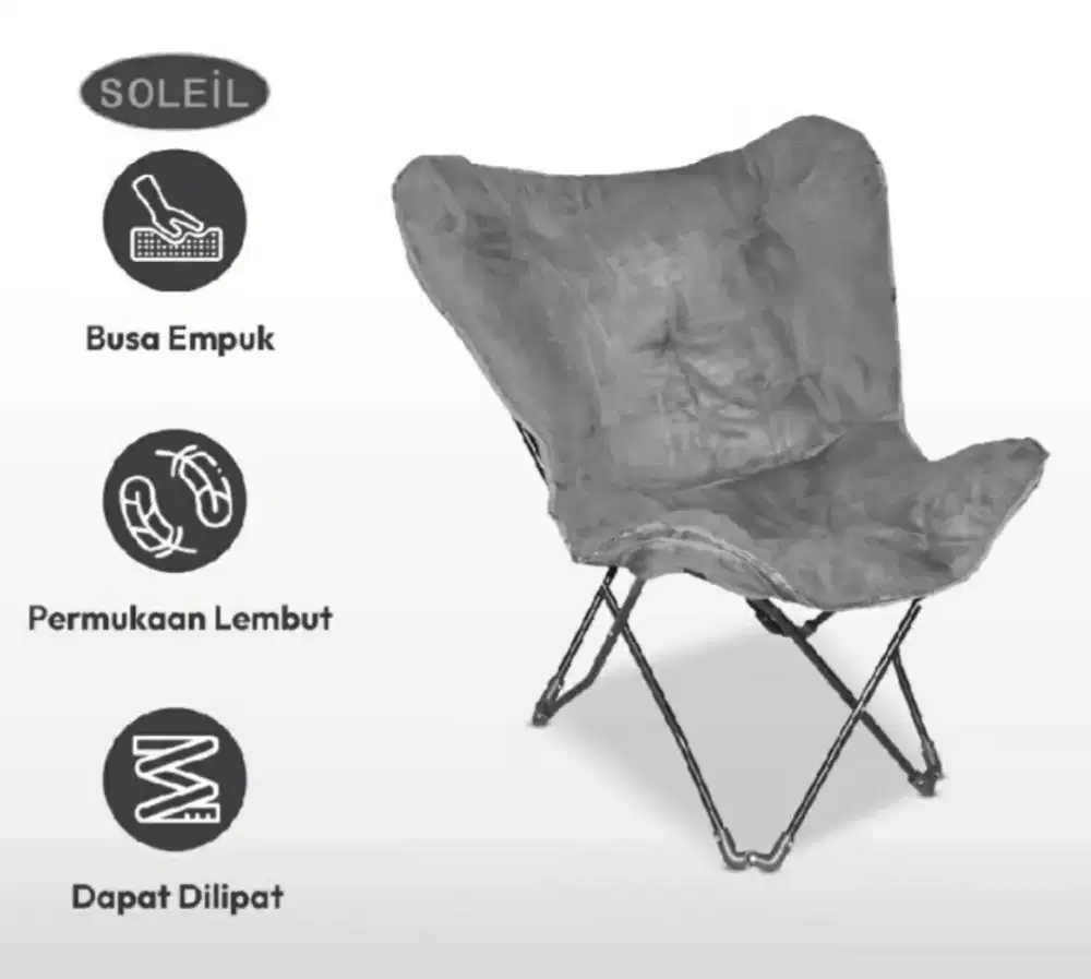 JUAL CEPAT (GARAGE SALE) KURSI LIPAT PORTABLE BUTTERFLY BRAND AZKO
