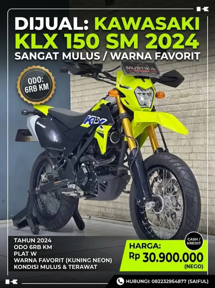 Odo 6rb Istimewa!!Kawasaki KLX 150 SM 2024 Plat W Mulus-Mustika Saiful