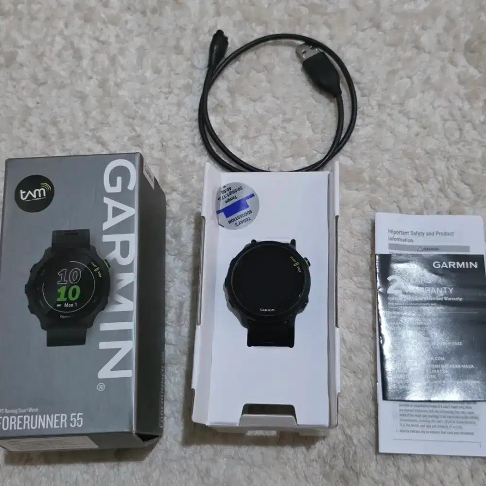 Garmin Forerunner 55 Black - Fullset - Garansi Resmi TAM s/d Juni 2027