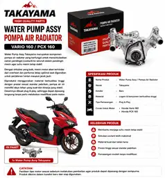 Radiator / Coolant Honda Vario 160 / PCX 160 Merk Takayama