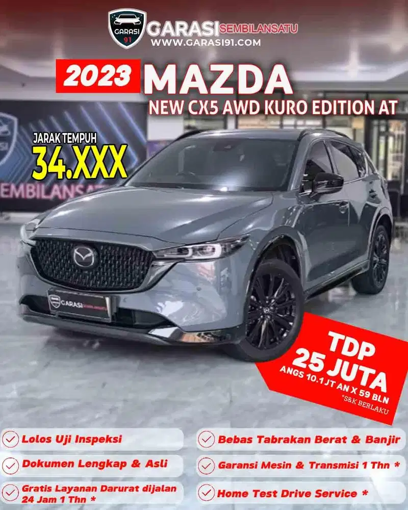 ‼️TDP 25 JT Mazda Cx5 AWD Kuro Edition AT Tahun 2023