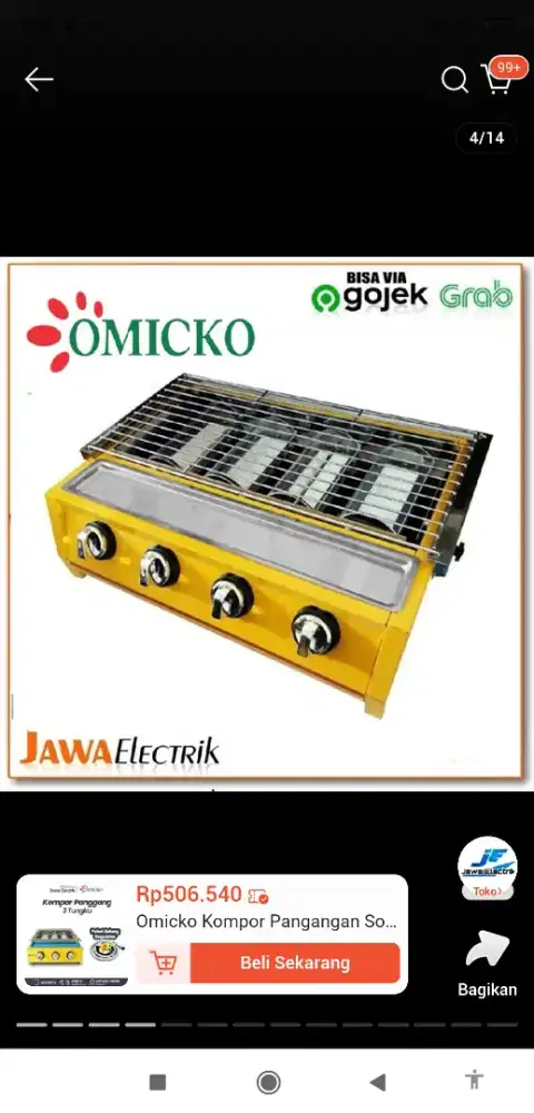 Omicko kompor panggang sosis atau Bakaran serbaguna 4 tungku